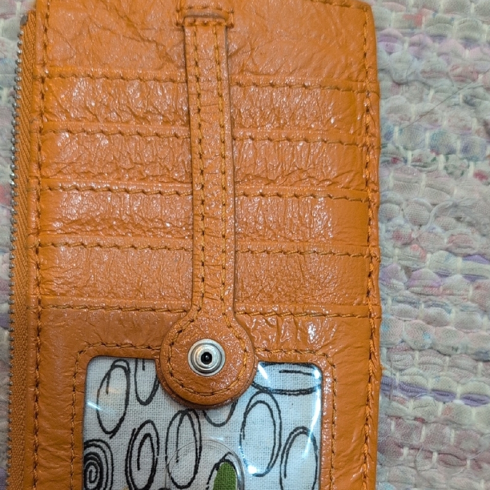 HOBO Burnt Orange Leather Card Wallet - Picture 3 of 8